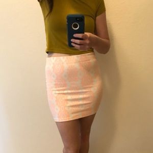 Cream & Orange stretchy Berksha miniskirt